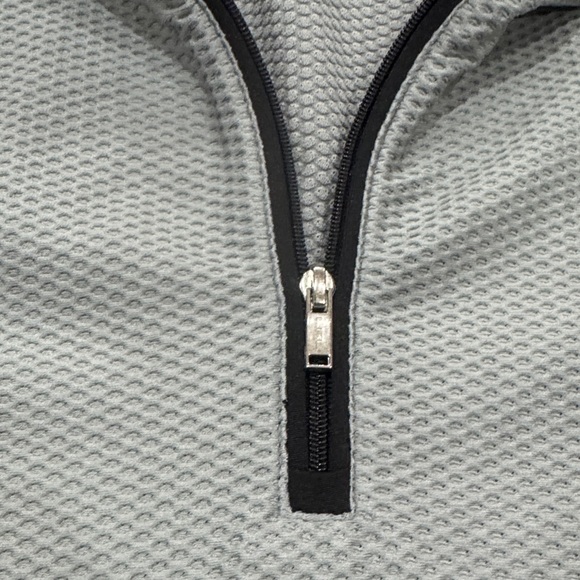 Lauren by Ralph Lauren Gray and Black Athletic Waffle Quarter-Zip Pullover - Picture 5 of 8